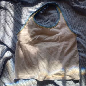 Vintage Lands’ End halter top white retro cropped shelf bra athletic medium